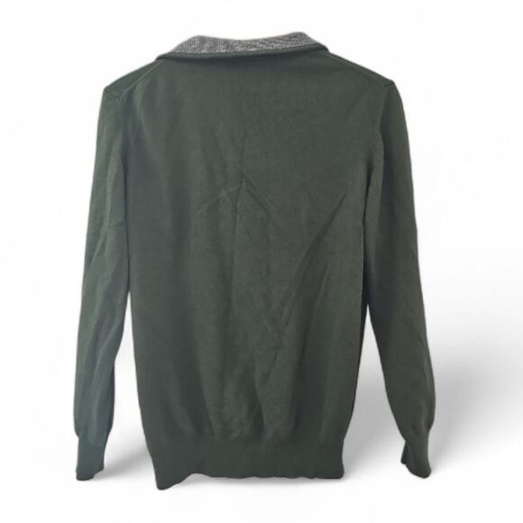 Filippo Riberti Wool Cashmere Quarter Zip Sweater Sz L Forest Green Italian Knit - Picture 2 of 11
